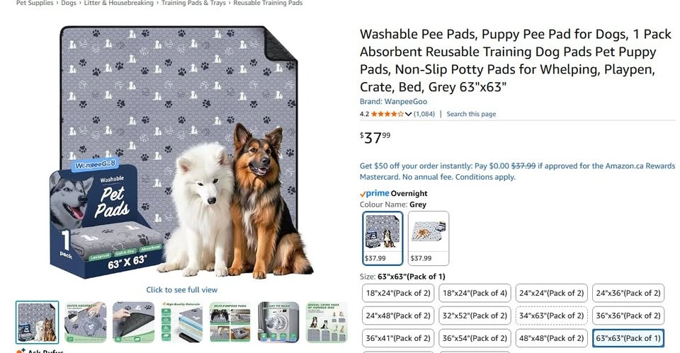 NEW Washable Pee Pads 63" X 63" - photo 2