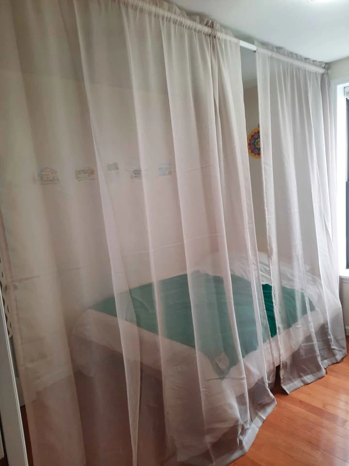 Room Divider Tension Curtain Rod with Curtains - photo 2
