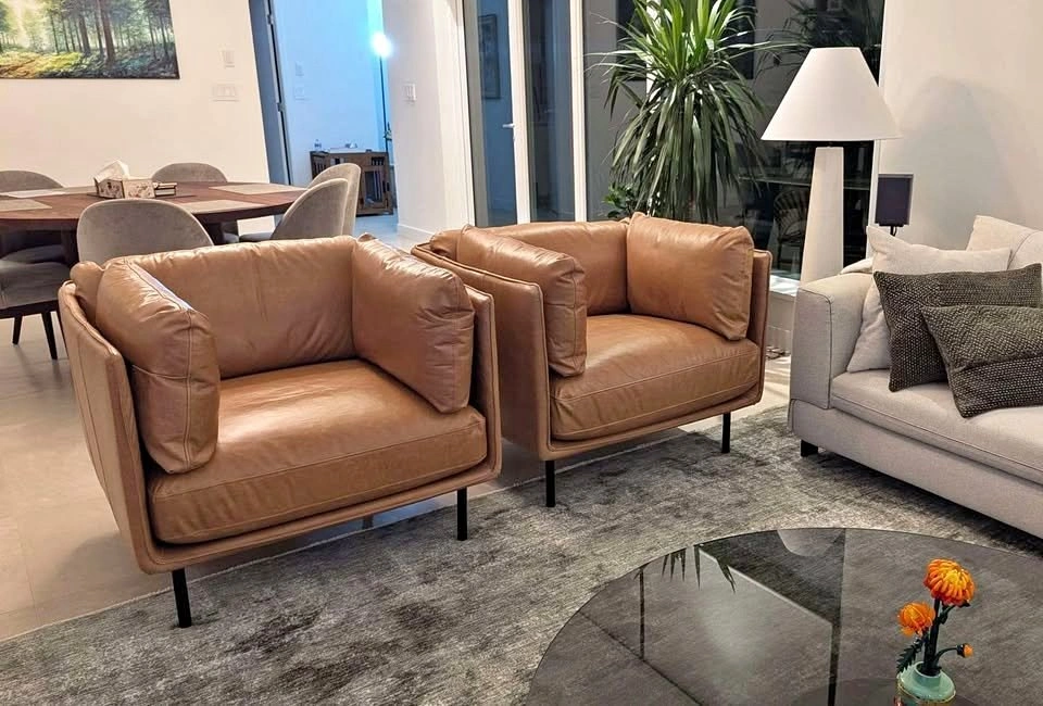 Crate & Barrel 37" Leather Chairs