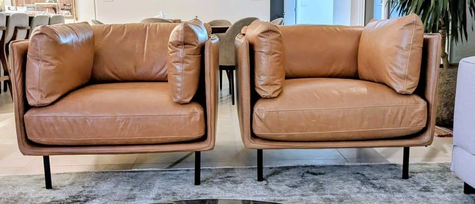 Crate & Barrel 37" Leather Chairs - photo 2
