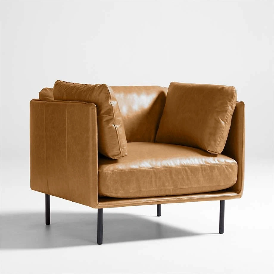 Crate & Barrel 37" Leather Chairs - photo 3