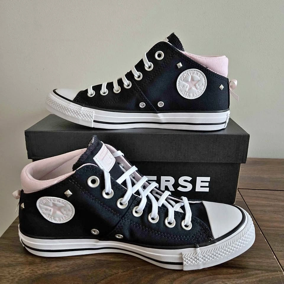 Converse CTAS Madison Mid Shoes Womens Size 9 Black Pink Bow