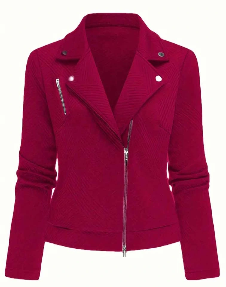 NEW XXL 14 Burgundy Maze Grid Biker Jacket - photo 2