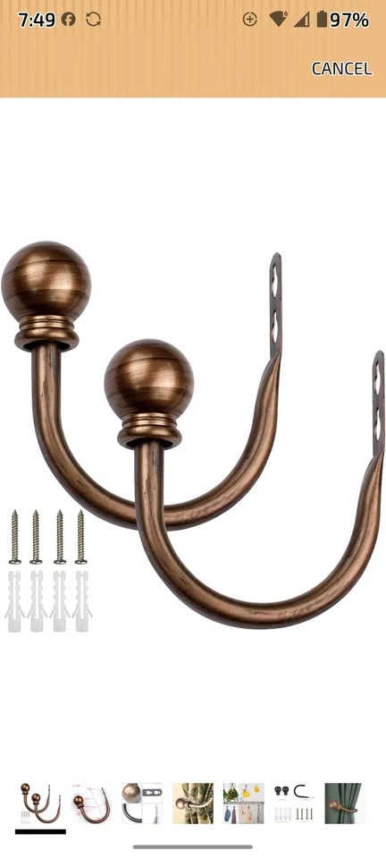 New 2 Pack Metal Curtain Holdbacks - Bronze - photo 2