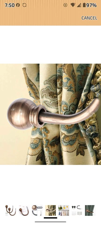 New 2 Pack Metal Curtain Holdbacks - Bronze - photo 5