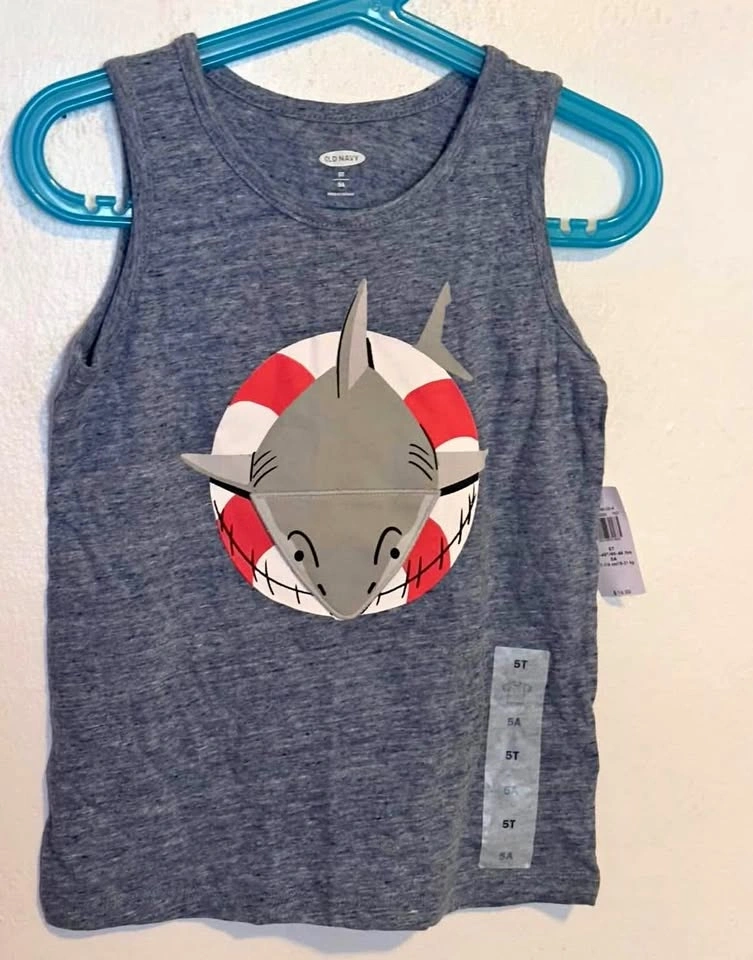 Boys Tank Tops Size 5T - Shark Mouth Fun!