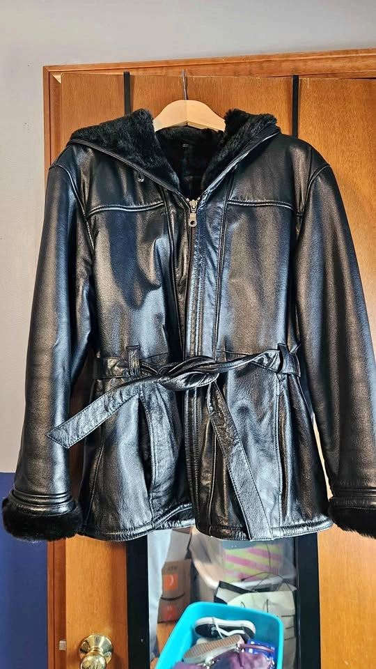Heavy Leather Parka sz L