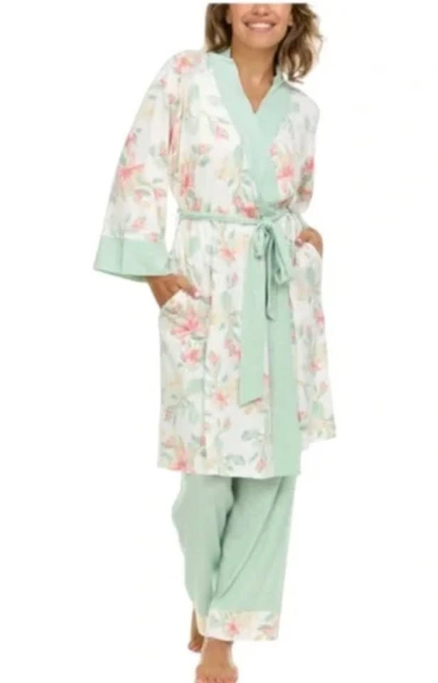 Flora Nikrooz 3pc Mint Floral Pajama Set - Medium - photo 2