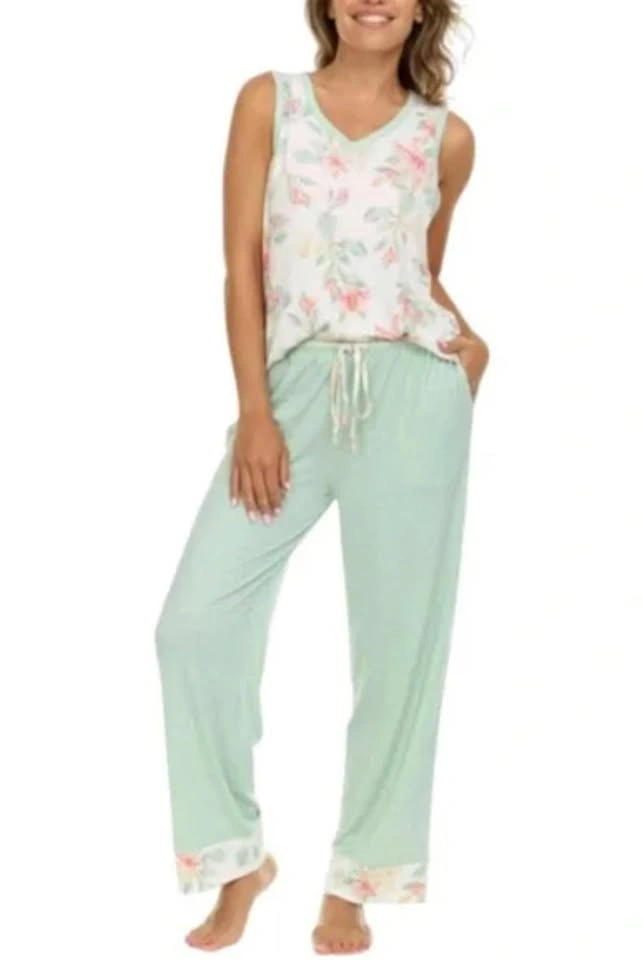 Flora Nikrooz 3pc Mint Floral Pajama Set - Medium - photo 3