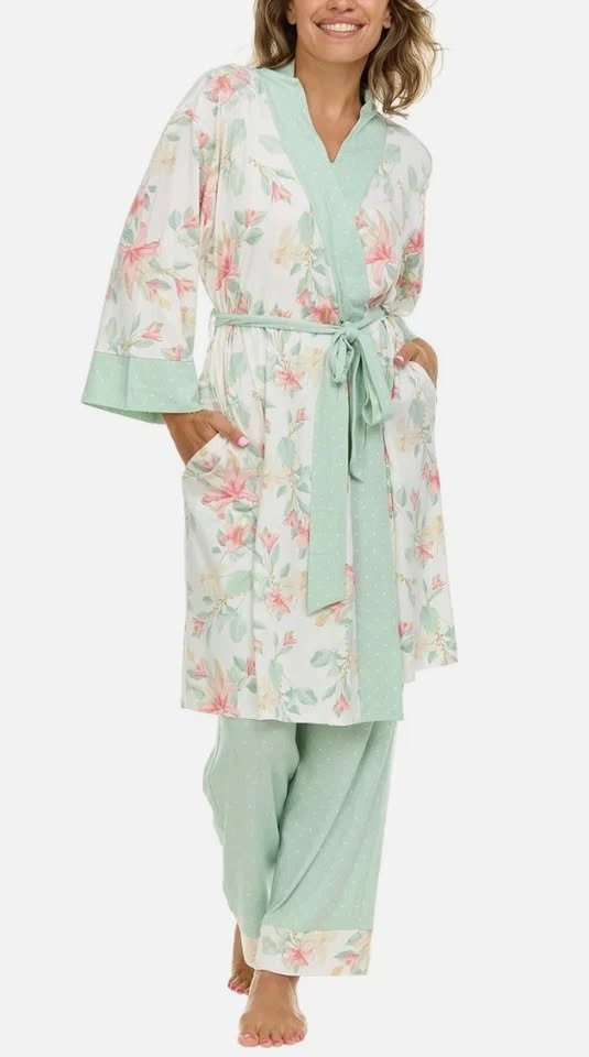 Flora Nikrooz 3pc Mint Floral Pajama Set - Medium - photo 4