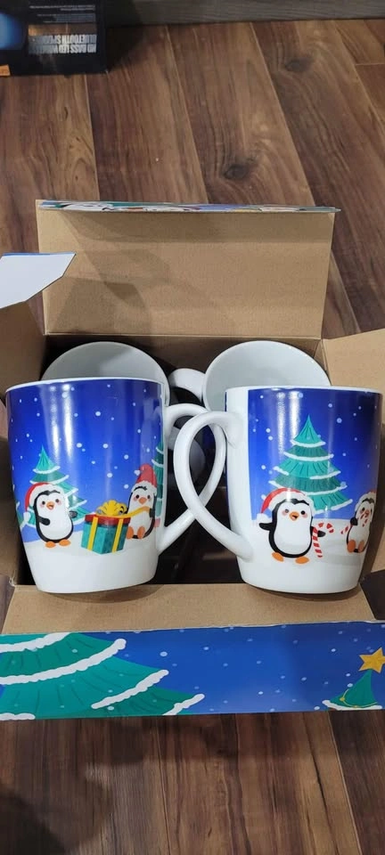 Brand new Set of 4 Christmas penguin porcelain mugs - photo 2