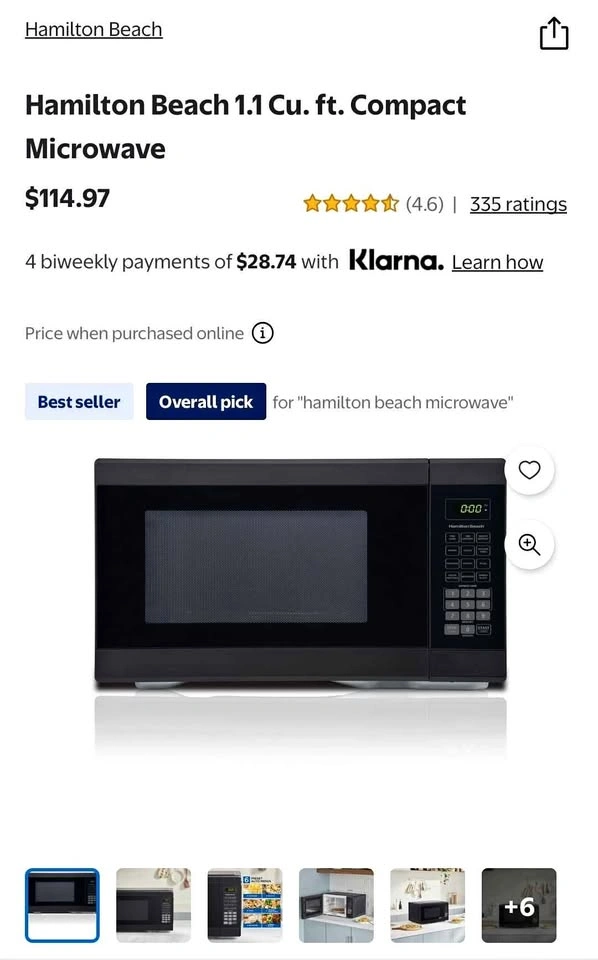 Hamilton Beach 1.1 CU FT Microwave