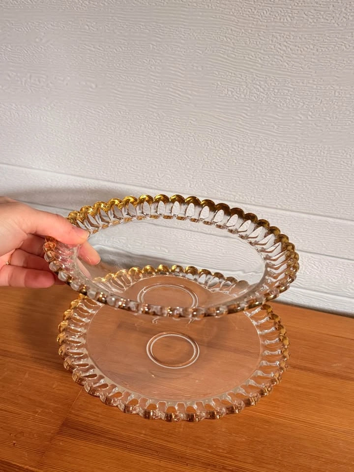 Glass gold scallop bowl & dishes set of 2 - photo 2
