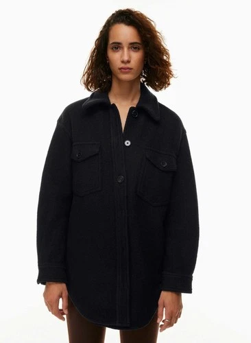 Aritzia Wilfred Free Ganna Shirt Jacket Merino Wool XS Black - photo 4