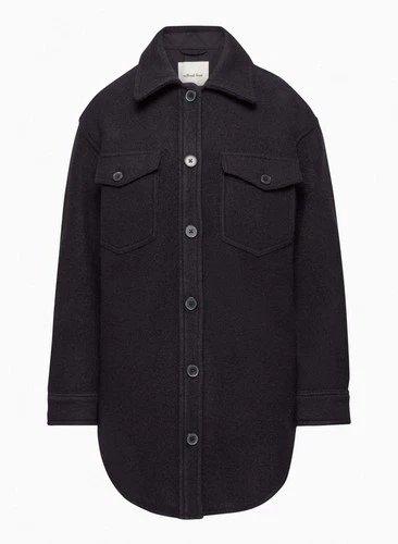 Aritzia Wilfred Free Ganna Shirt Jacket Merino Wool XS Black - photo 5