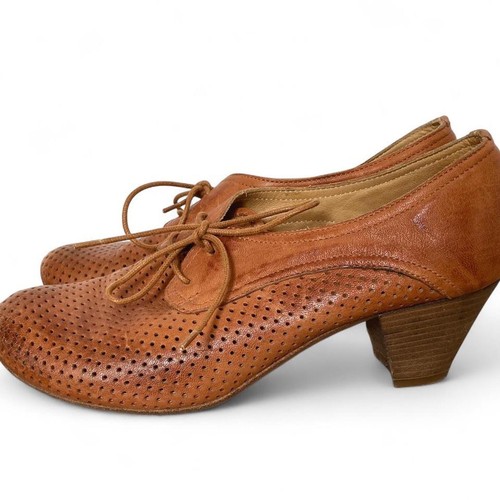 Gidigio Leather Oxford Heels Pumps Lace-up Brown EU 39.5