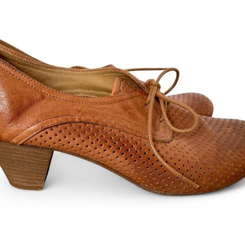 Gidigio Leather Oxford Heels Pumps Lace-up Brown EU 39.5 - photo 2