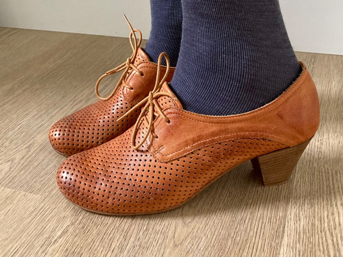 Gidigio Leather Oxford Heels Pumps Lace-up Brown EU 39.5 - photo 3
