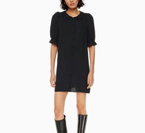 Aritzia Wilfred Poppins Mini Dress Size Small Black Puff Sleeve
