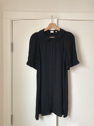 Aritzia Wilfred Poppins Mini Dress Size Small Black Puff Sleeve - photo 2