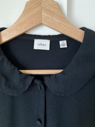 Aritzia Wilfred Poppins Mini Dress Size Small Black Puff Sleeve - photo 3