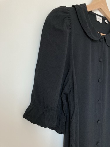 Aritzia Wilfred Poppins Mini Dress Size Small Black Puff Sleeve - photo 4