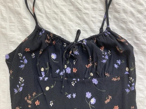 Aritzia Wilfred Bellow Mini Dress Size 6 Floral Tie-Front Smocke - photo 5