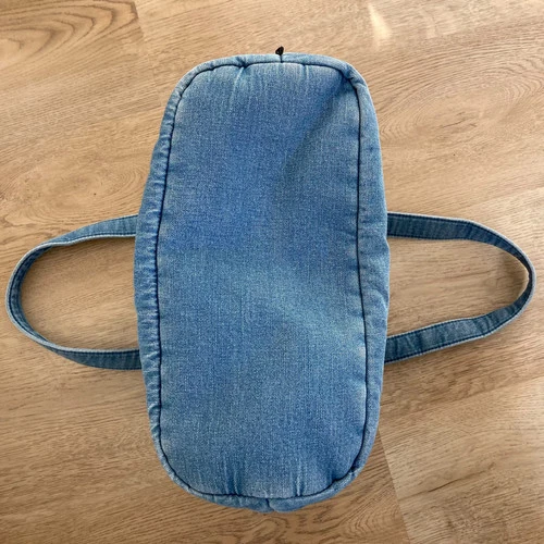GAP Denim Quilted Puffer Tote Bag Soft Blue Magnetic Snap Closur - photo 5