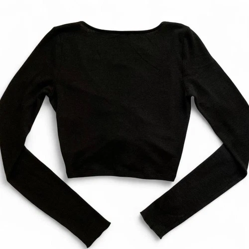 Aritzia Wilfred Lynx Longsleeve XS Ruched Cropped Y2K V-Neck - photo 4