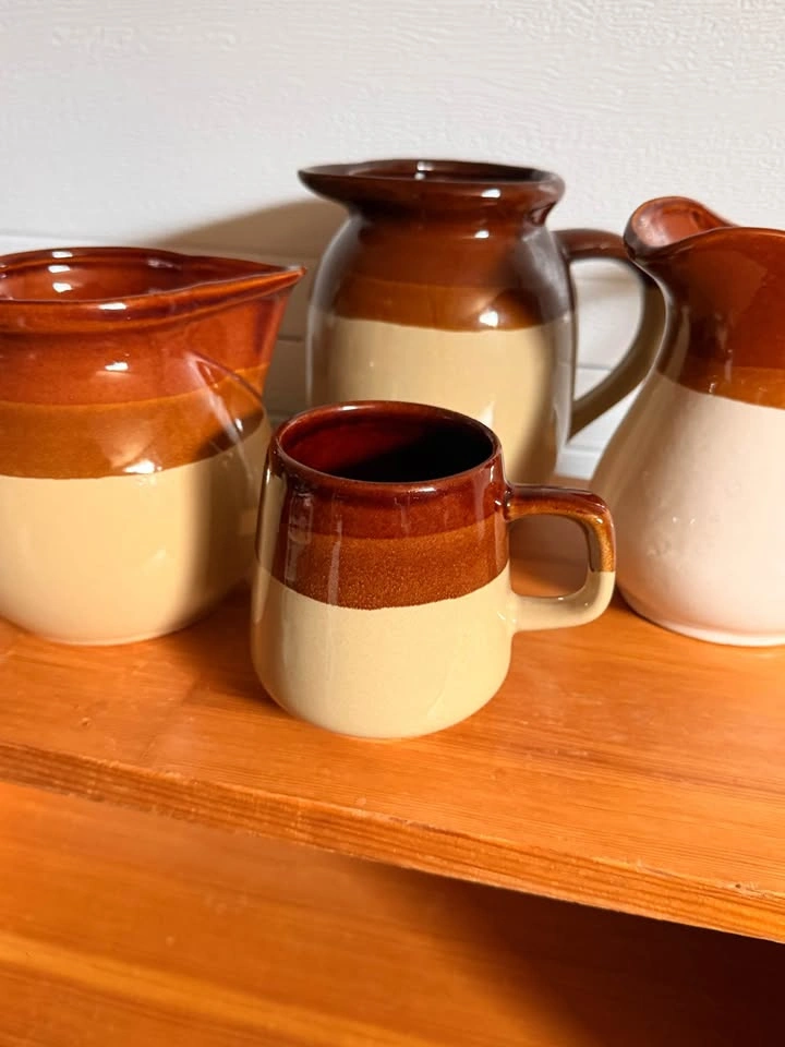 Brown Beige Ceramic Pitchers Jar Mug Set - photo 3