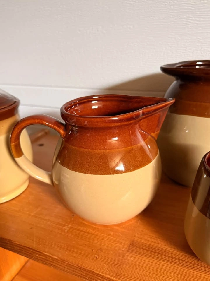 Brown Beige Ceramic Pitchers Jar Mug Set - photo 4