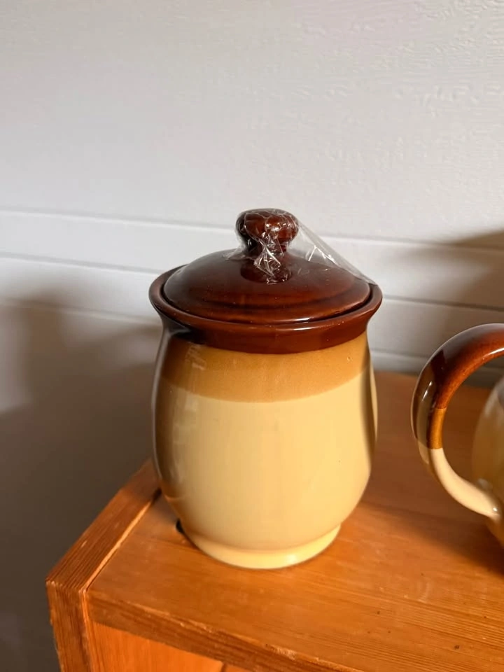 Brown Beige Ceramic Pitchers Jar Mug Set - photo 5