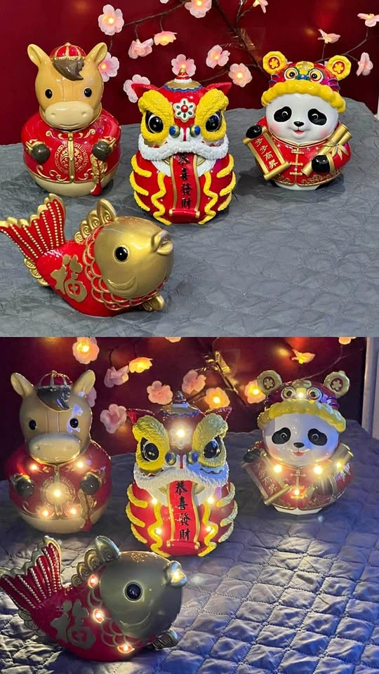 New Year Nightlights - Horse, Lion Dance, Panda & Koi Fish