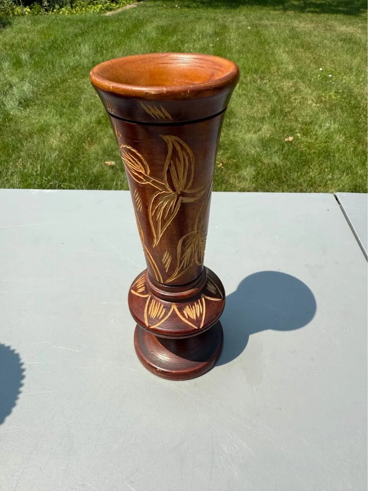 Assorted Carved Wooden Vases - photo 5