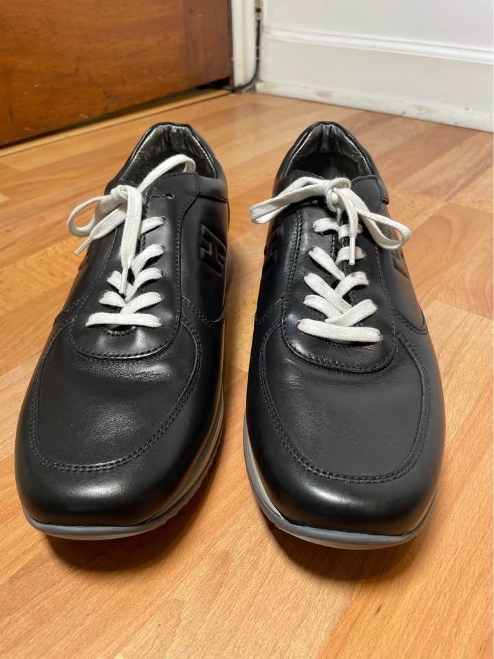 NEW Hogan H-Stripes Leather Sneakers - Black/White - Men’s 11 - photo 2