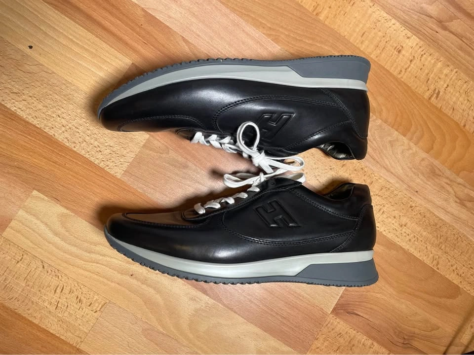 NEW Hogan H-Stripes Leather Sneakers - Black/White - Men’s 11 - photo 4