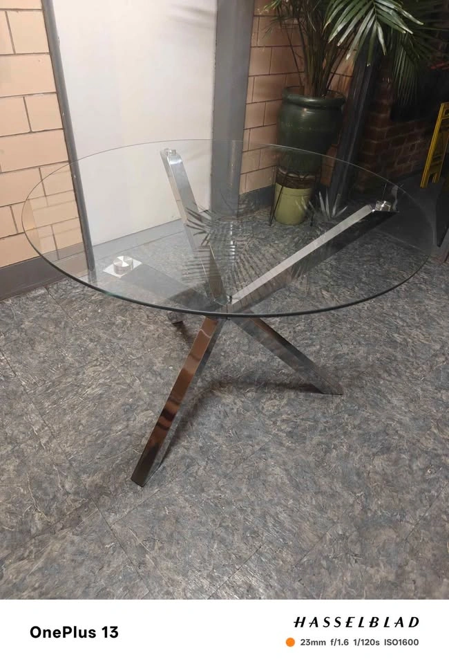 Vance Round Chrome Glass Top Dining Table (Seats 4) - photo 5