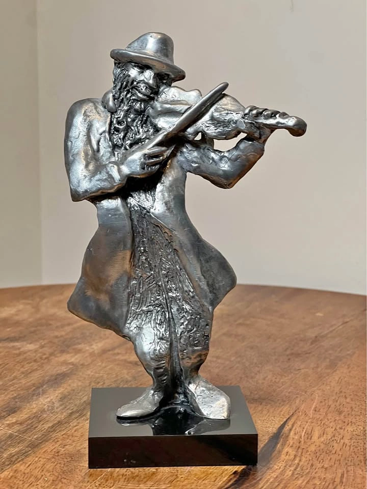 Ben Shahn Attr. Silver-Tone Fiddler Sculpture