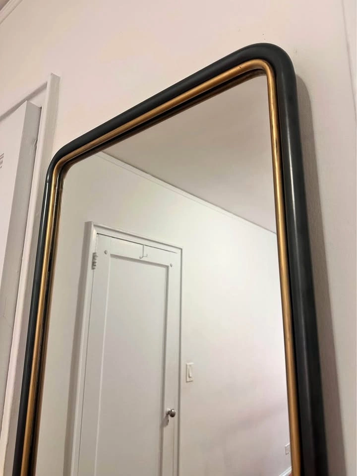 Matte Gold & Black Iron Wall Mirror - 21" x 64"
