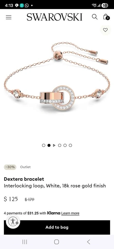 BNIB Swarovski Dextera Bracelet