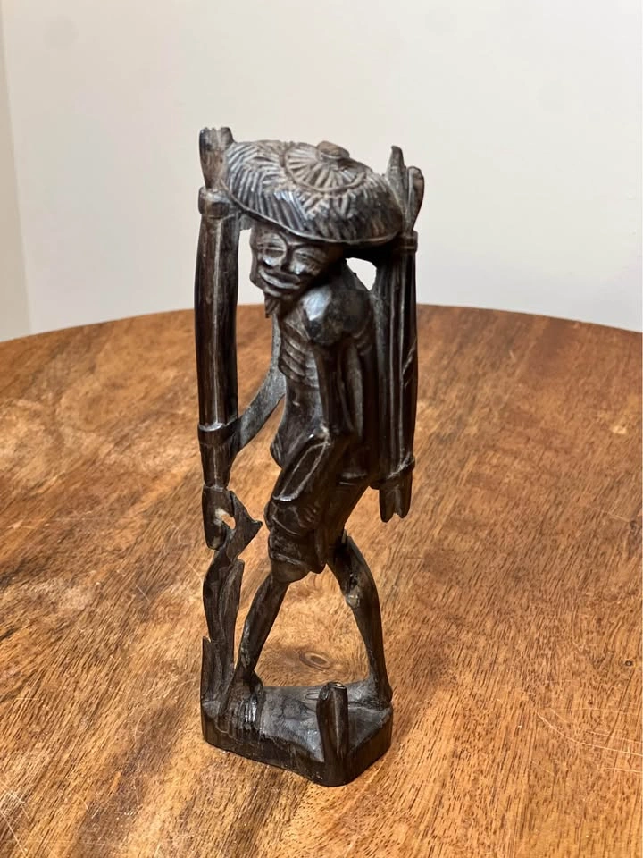 6-inch Hand-Carved Wooden Figurine - Balinese Stilt Fisherman - photo 2