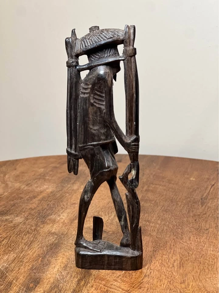 6-inch Hand-Carved Wooden Figurine - Balinese Stilt Fisherman - photo 4