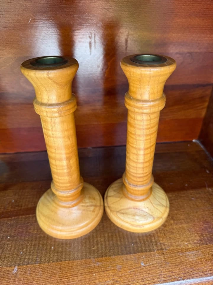 Pair wooden candle holders - photo 2