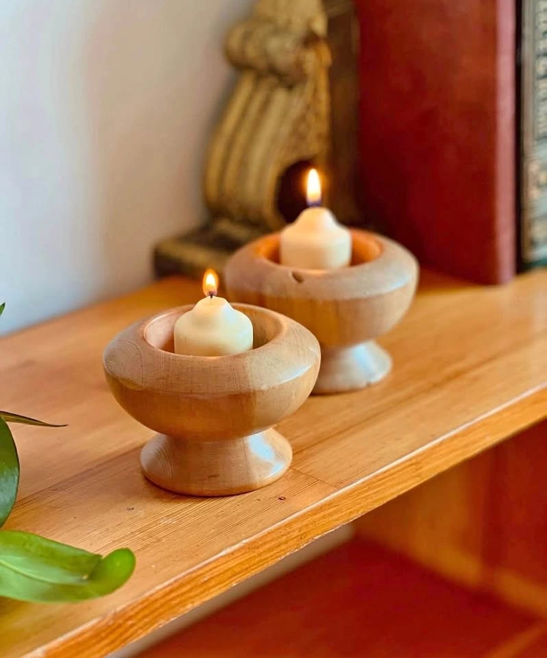 Pair Beetle Kill Pine Candle Holders