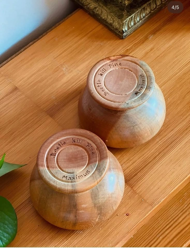 Pair Beetle Kill Pine Candle Holders - photo 3