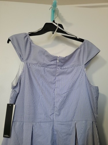 NWT Nicole Miller Studio Striped Embroidered Off the Shoulder Dr - photo 5