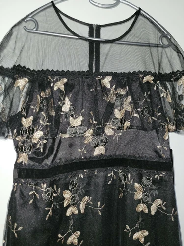 Lulus Black Floral Embroidered Midi Dress XL - photo 2