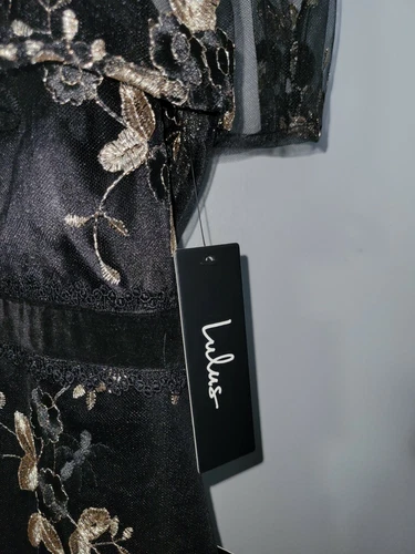 Lulus Black Floral Embroidered Midi Dress XL - photo 3