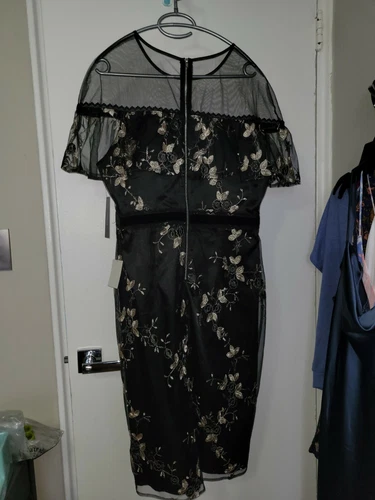 Lulus Black Floral Embroidered Midi Dress XL - photo 5