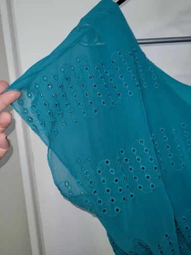 City Studio Green Eyelet Dress Sz XL - photo 4